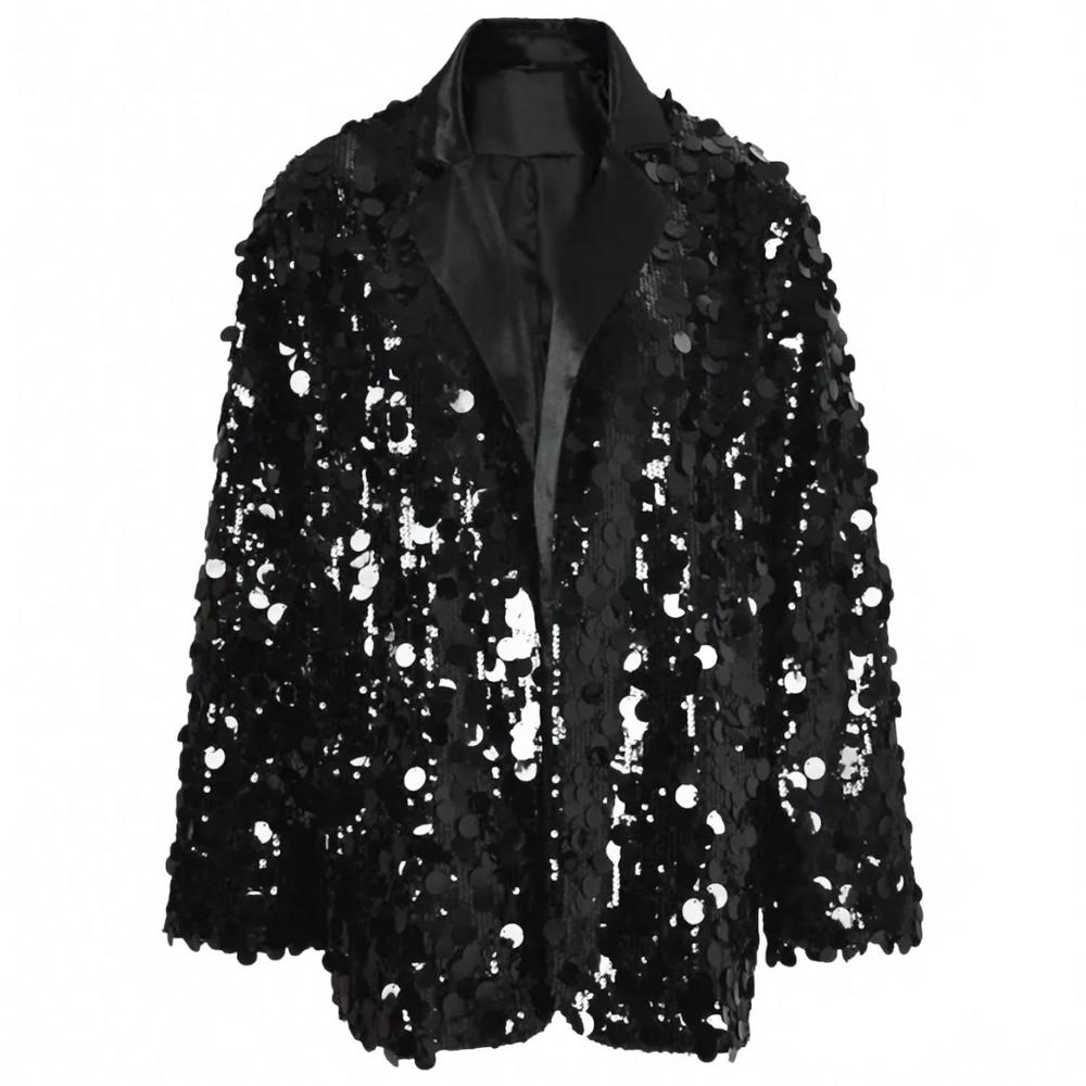 NEW EAM women's iconic sequin blazer in black